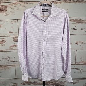Hammermade Purple Plaid Long Sleeve Button Up Shirt Size 44/17.5